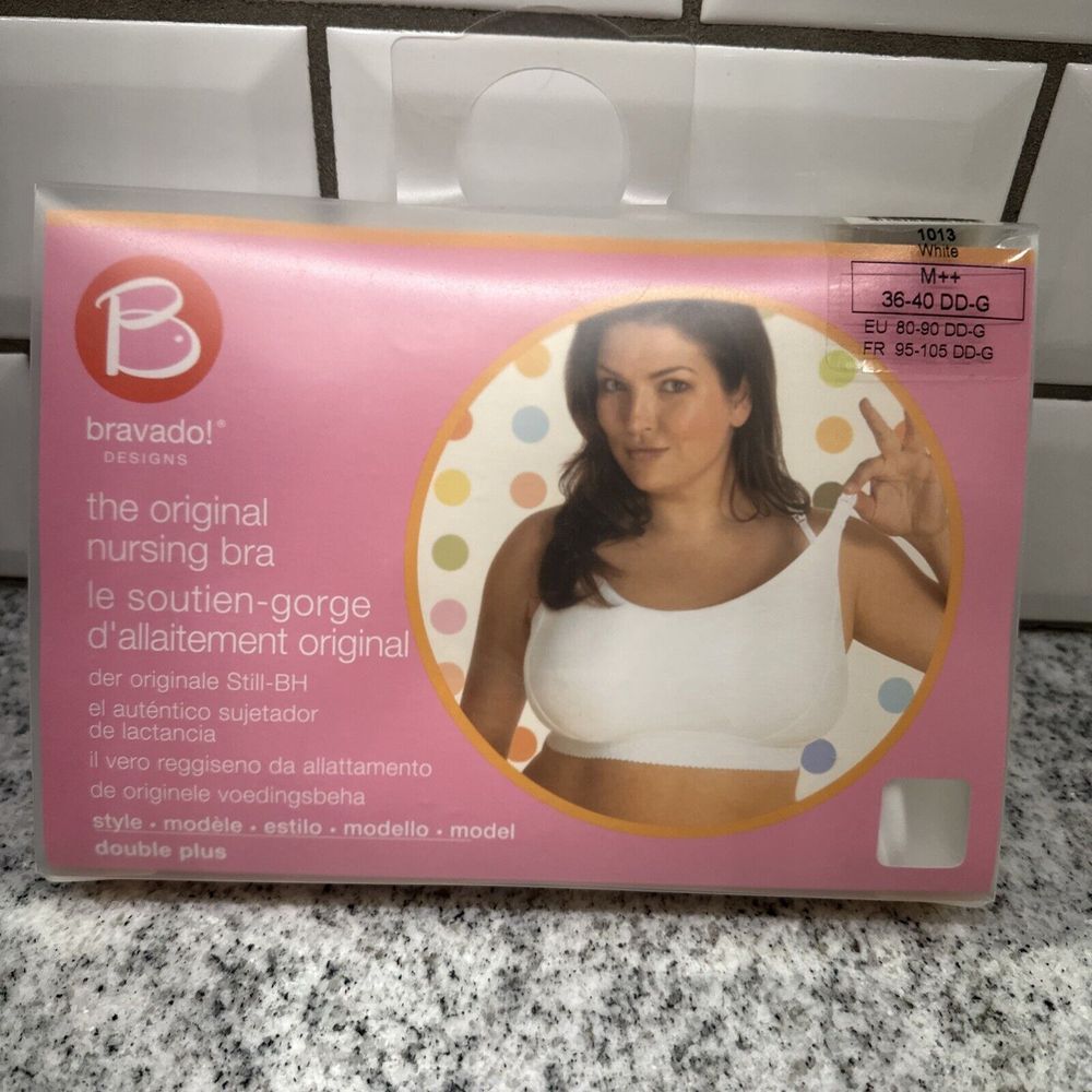 Bravado Original Nursing Bra Double Plus Style 1013 White Size M++36-40 DD-G NEW